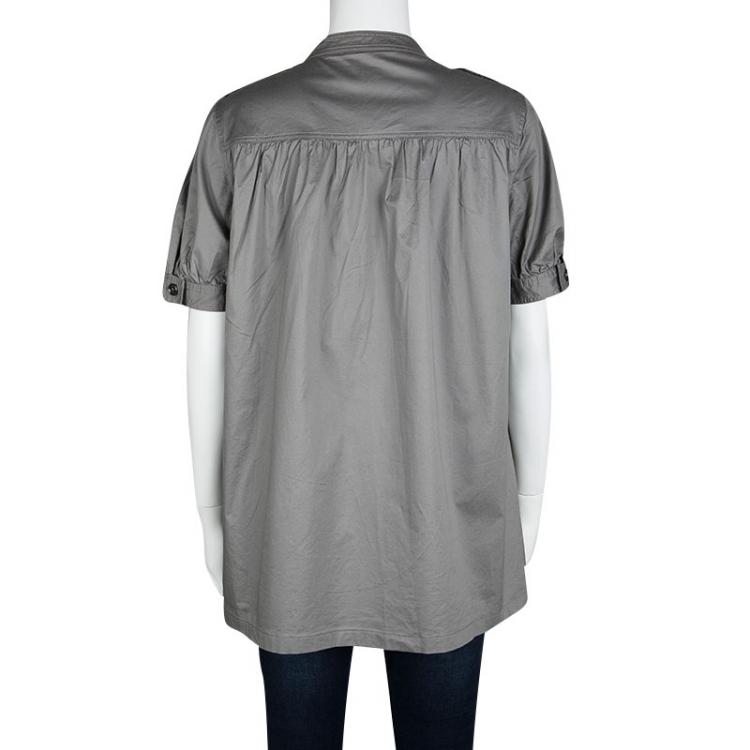 Pre Owned Burberry Brit Grey Cotton Short Sleeve Tunic M