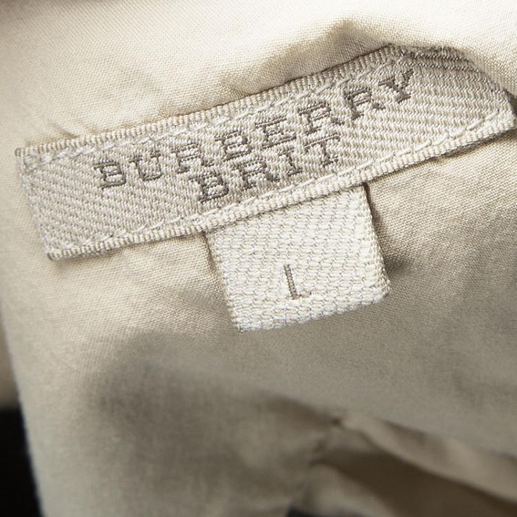 مملوكة مسبقًا Burberry Beige  Novacheck Cotton Gathered Long Sleeve Tunic L