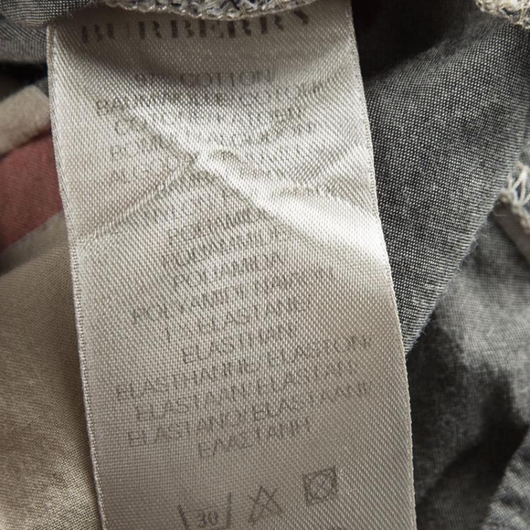 مملوكة مسبقًا Burberry Beige  Novacheck Cotton Gathered Long Sleeve Tunic L