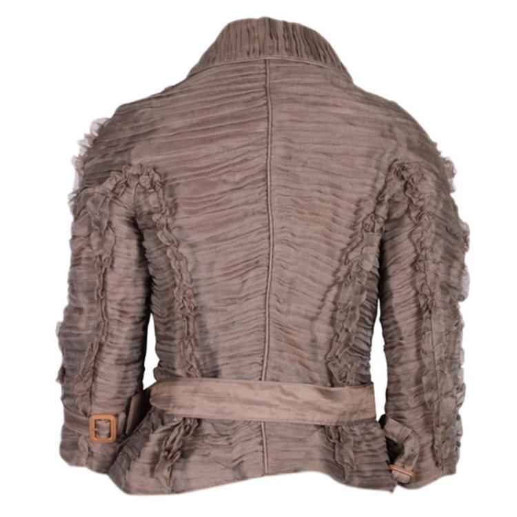 Pre Owned Burberry Beige Pleated Belted Jacket L