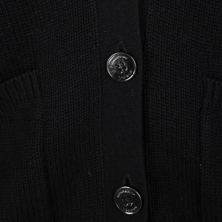 مملوكة مسبقًا Burberry London Black Wool Cashmere Blend Embellished Cuff Cardigan L