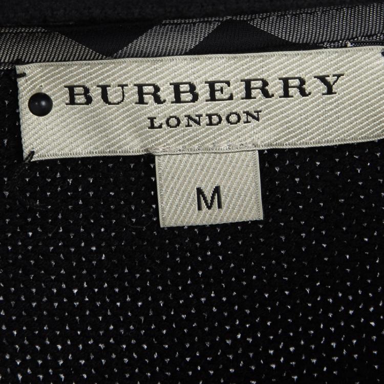 مملوكة مسبقًا Burberry London Black Wool Cashmere Blend Embellished Cuff Cardigan L