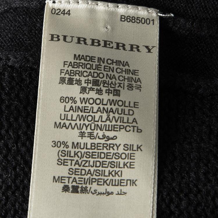 مملوكة مسبقًا Burberry London Black Wool Cashmere Blend Embellished Cuff Cardigan L