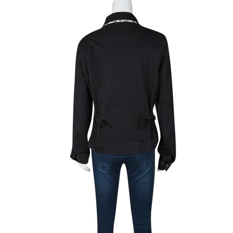 Pre Owned Burberry London Black Button Front Denim Jacket L