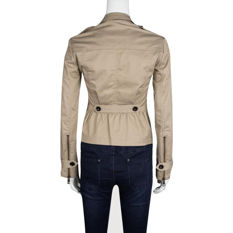 Pre Owned Burberry Brit Khaki Bethersden Honey Jacket XS