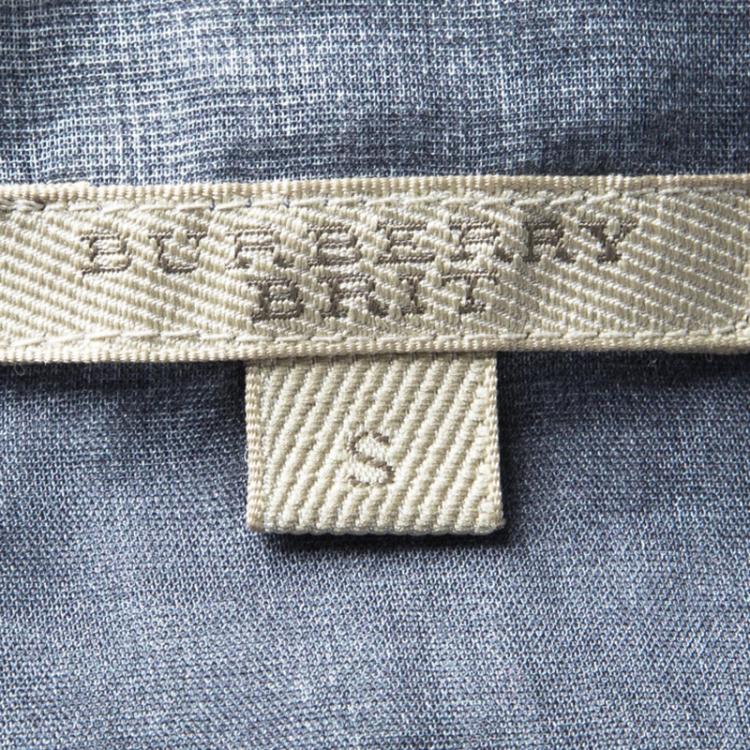 Pre Owned Burberry Brit Blue Checked Cotton Long Sleeve Button Front Shirt S