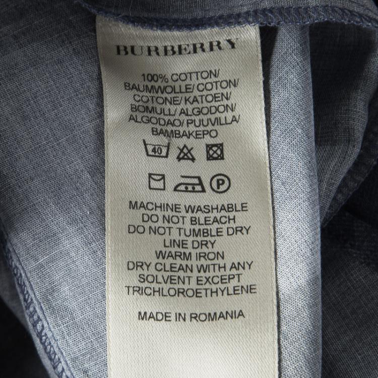 Pre Owned Burberry Brit Blue Checked Cotton Long Sleeve Button Front Shirt S