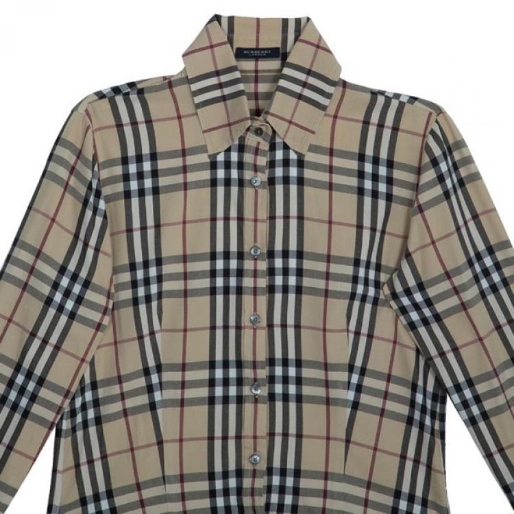 Pre Owned Burberry Cotton Check Shirt M