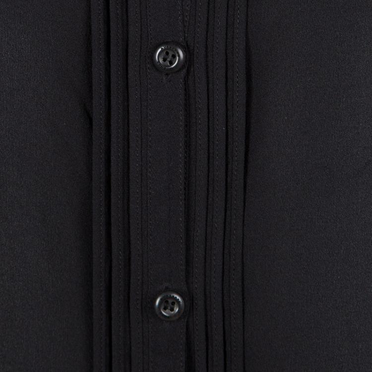Pre Owned Burberry London Black Silk Long Sleeve Blouse M