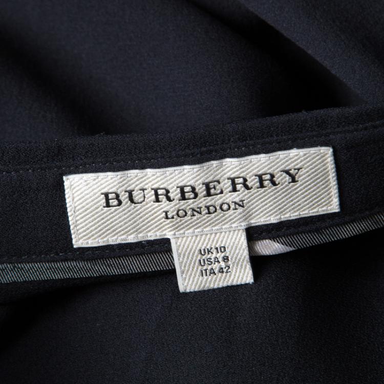 Pre Owned Burberry London Black Silk Long Sleeve Blouse M