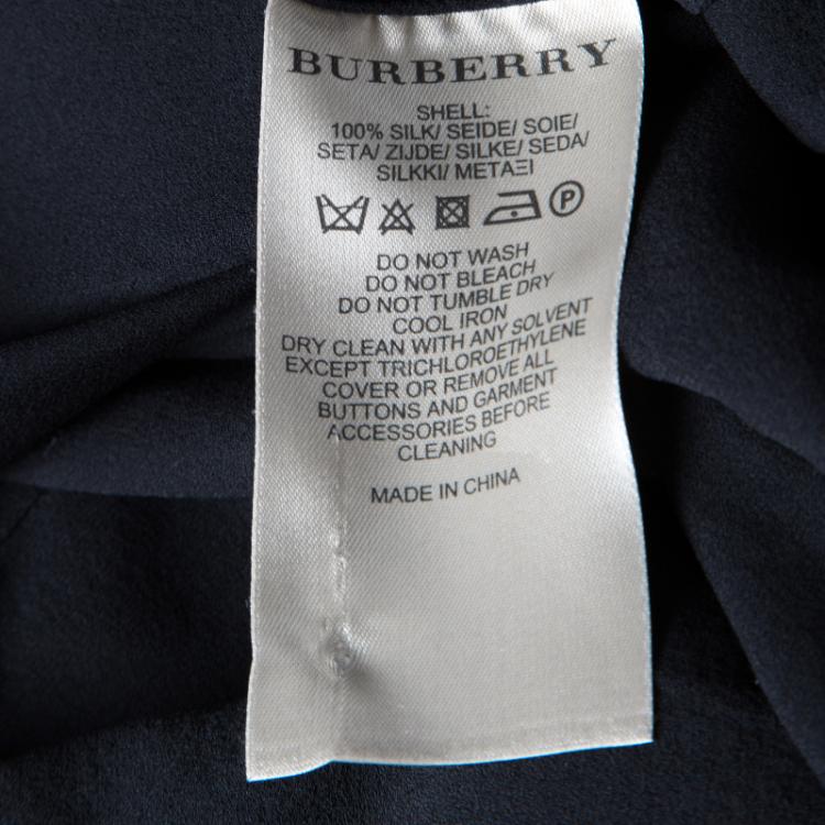 Pre Owned Burberry London Black Silk Long Sleeve Blouse M
