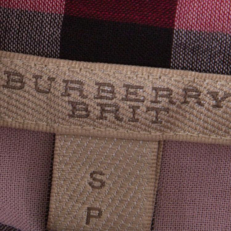 مملوكة مسبقًا Burberry Brit Red Checked Cotton Voile Long Sleeve Button Front Shirt S