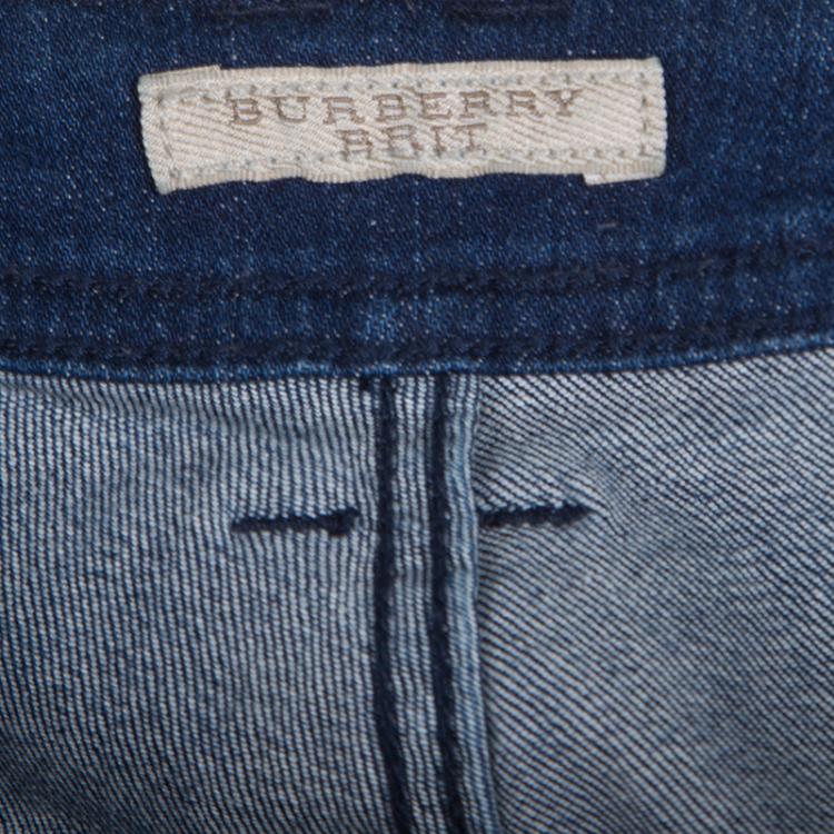 Pre Owned Burberry brit Indigo Dark Wash Faded Effect Denim Westbourne Skinny Jeans M