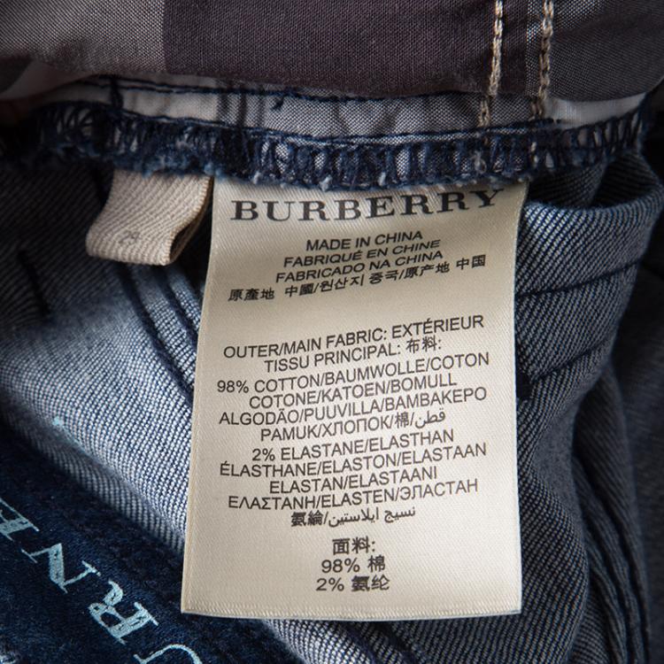 Pre Owned Burberry brit Indigo Dark Wash Faded Effect Denim Westbourne Skinny Jeans M