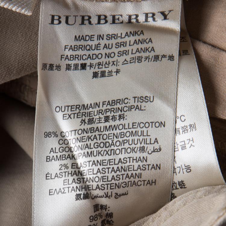 Pre Owned Burberry Brit Khaki Brown Stretch Cotton Zip Detail Foxton Skinny Jeans M