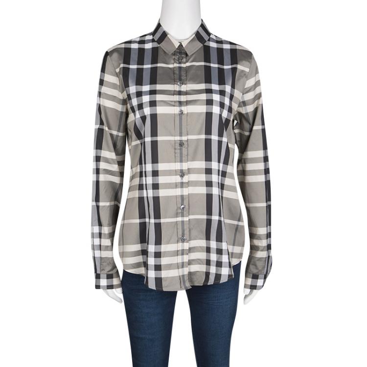مملوكة مسبقًا Burberry London Checked Long Sleeve Button Front Shirt M