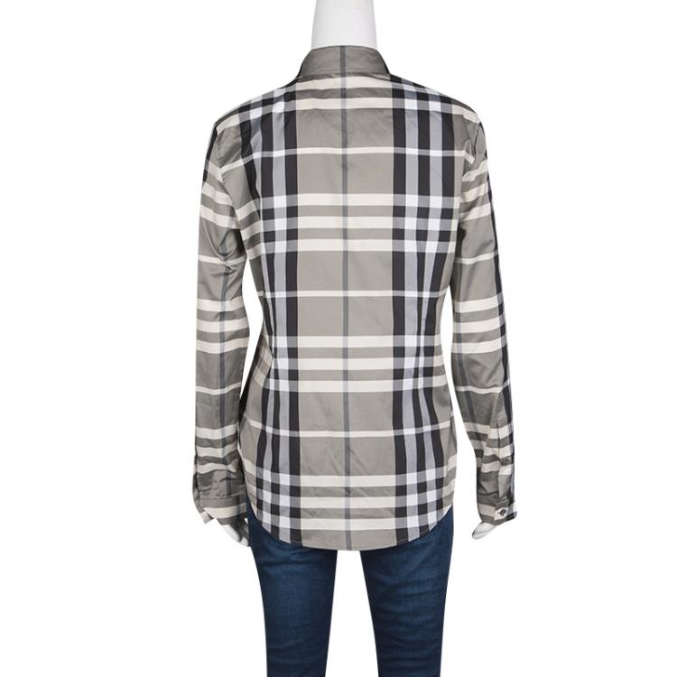 مملوكة مسبقًا Burberry London Checked Long Sleeve Button Front Shirt M