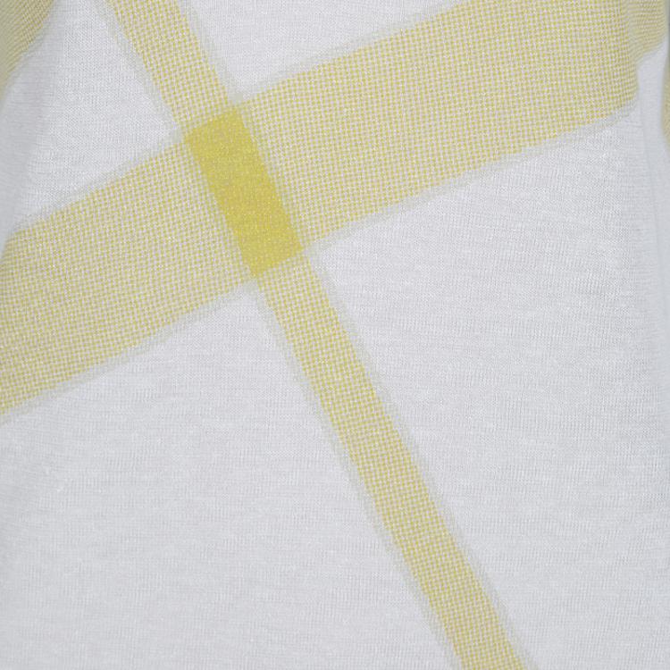 Pre Owned Burberry Brit Grey and Mustard Yellow Checked Knit Top M