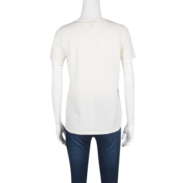 مملوكة مسبقًا Burberry Brit Cream and Grey Checked Knit Top M