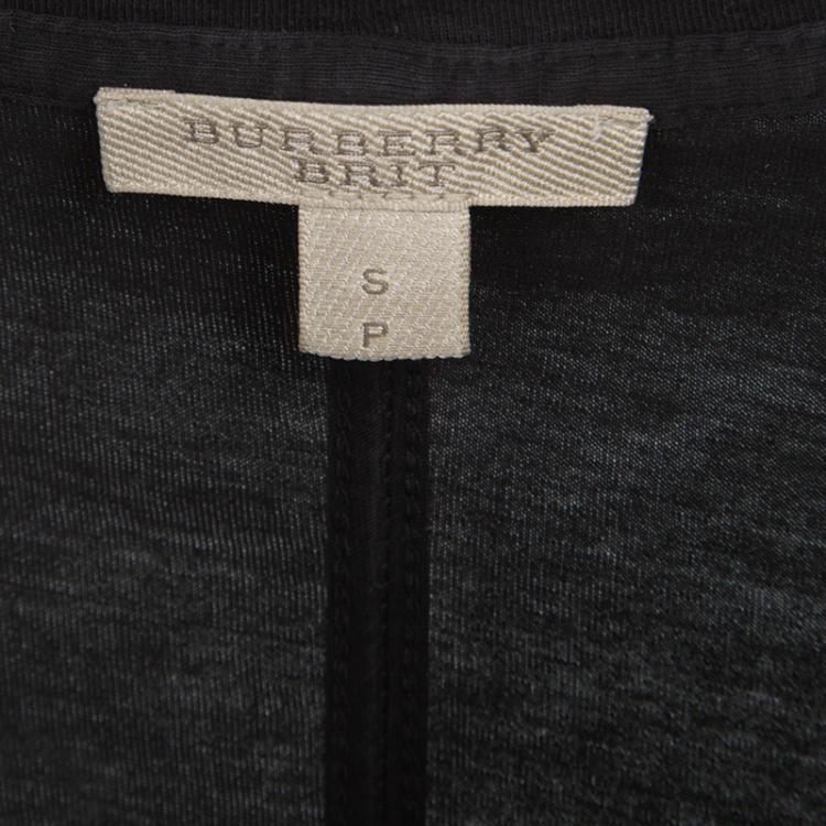 Pre Owned Burberry Brit Black Jersey Eyelet Embellished Short Sleeve T-Shirt S