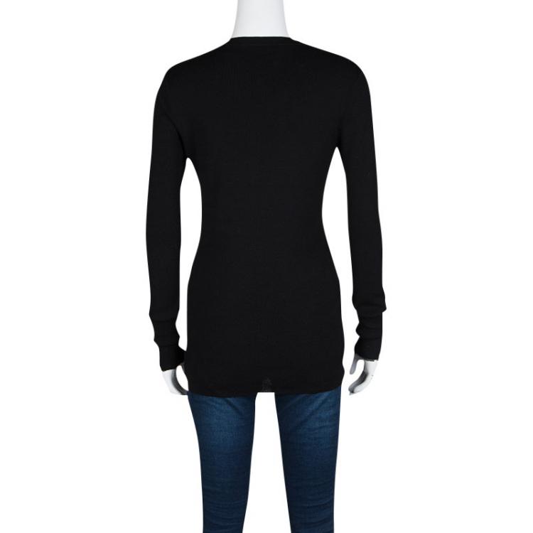 Pre Owned Burberry London Black Wool and Cashmere Blend Long Sleeve Sweater S 