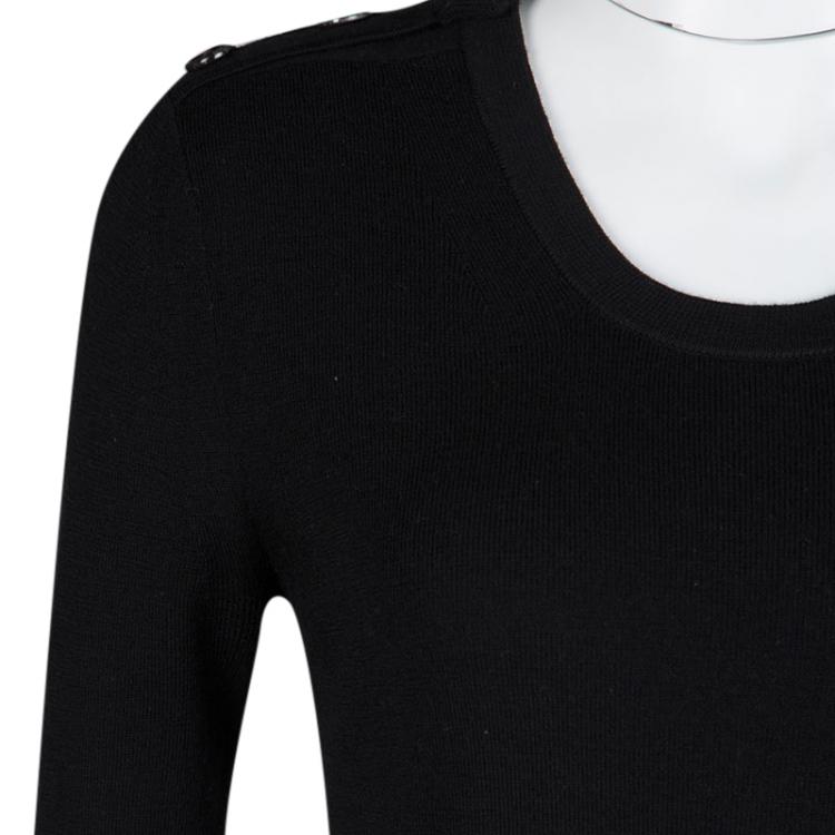 Pre Owned Burberry London Black Wool and Cashmere Blend Long Sleeve Sweater S 