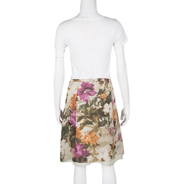 مملوكة مسبقًا Burberry London Multicolor Floral Print Silk Skirt M