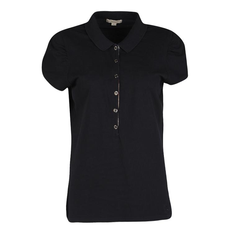 Pre Owned Burberry Brit Black Honeycomb Knit Short Sleeve Polo T-Shirt XL