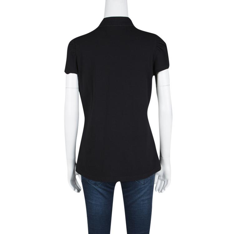 Pre Owned Burberry Brit Black Honeycomb Knit Short Sleeve Polo T-Shirt XL