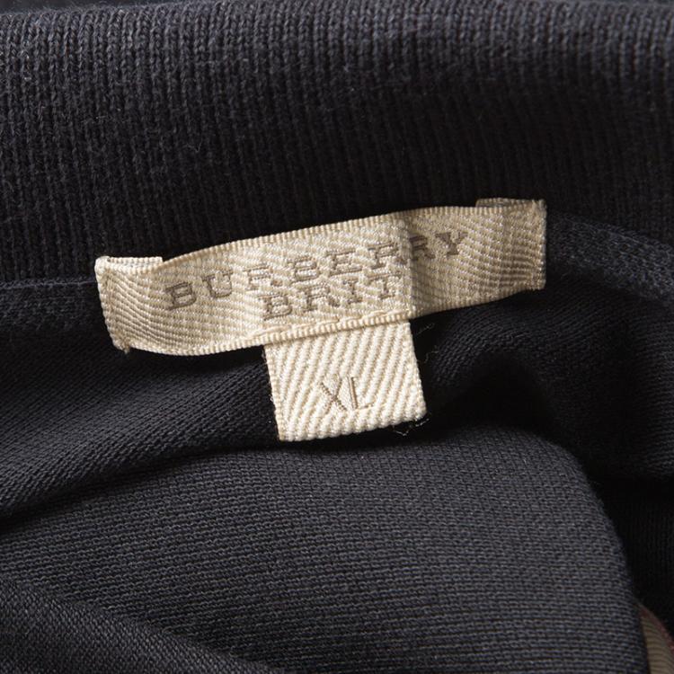 Pre Owned Burberry Brit Black Honeycomb Knit Short Sleeve Polo T-Shirt XL