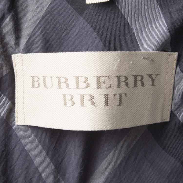 Pre Owned Burberry Brit Black Wool Cashmere Belted Trench Coat XS