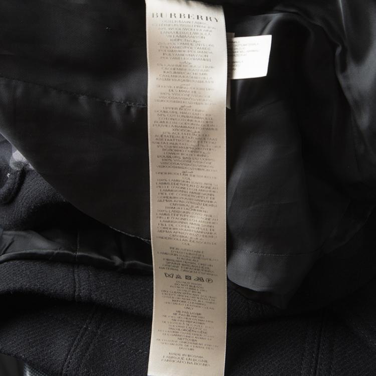 Pre Owned Burberry Brit Black Wool Cashmere Belted Trench Coat XS