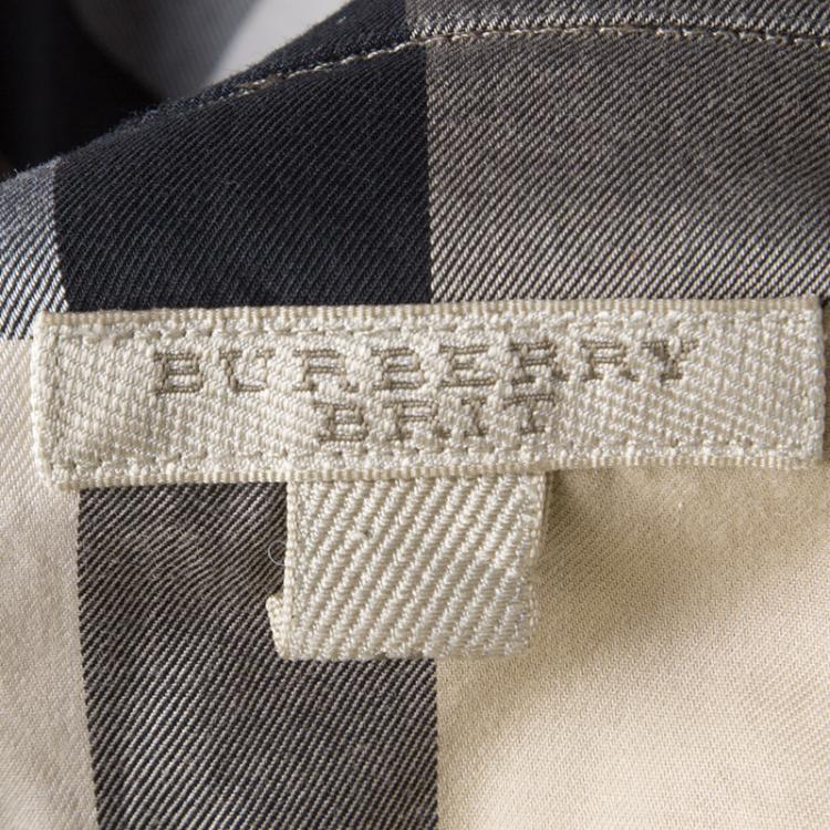 Pre Owned Burberry Brit Beige Cotton Novacheck Long Sleeve Button Front Shirt M