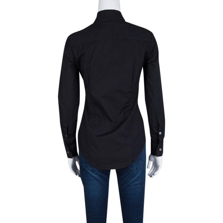 مملوكة مسبقًا Burberry London Black Cotton Long Sleeve Button Front Shirt XS