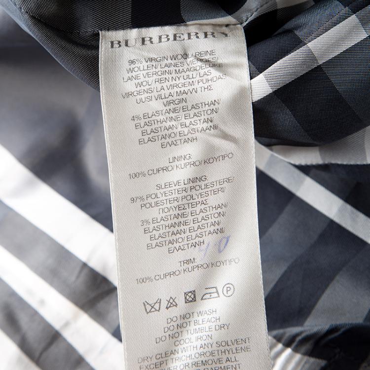 Pre Owned Burberry London Black Wool Top Stitch Detail One Button Blazer M