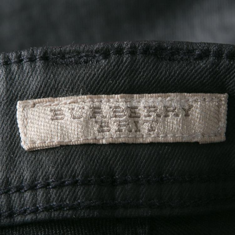 Pre Owned Burberry Brit Black Coated Westbourne Skinny Ankle Jeans M