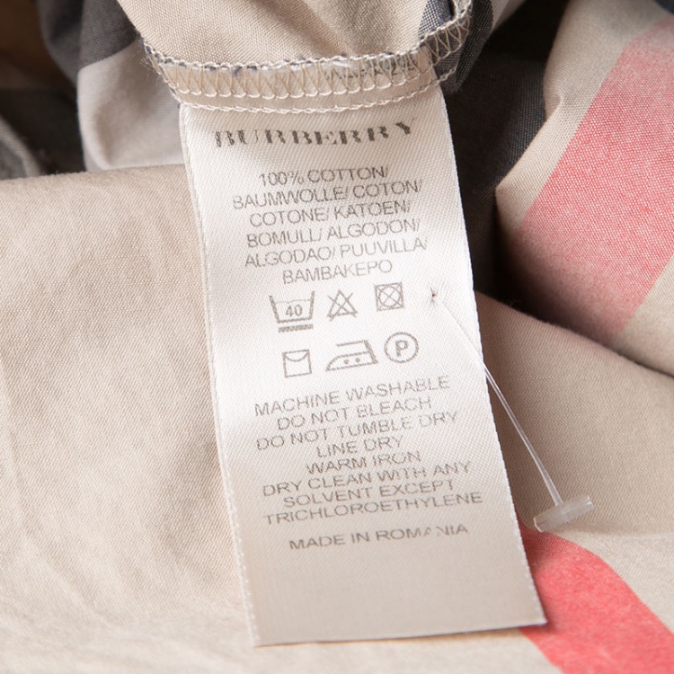 Pre Owned Burberry Brit Beige Novacheck Cotton Half Placket Shirt S