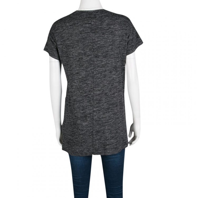 مملوكة مسبقًا Burberry Brit Grey Contrast Frayed Trim Short Sleeve Top S
