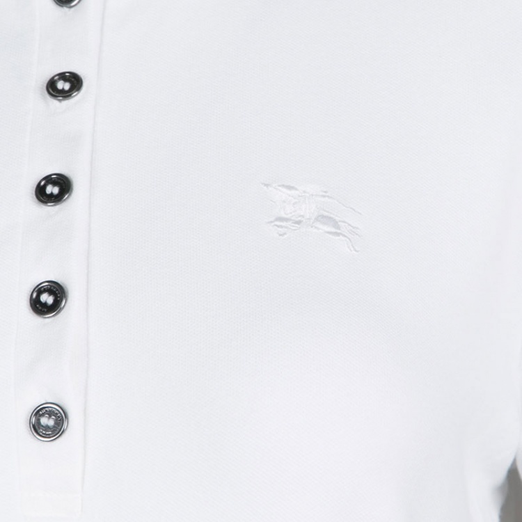 Pre Owned Burberry Brit White Honeycomb Knit Reversible Sleeve Detail Polo T-Shirt M