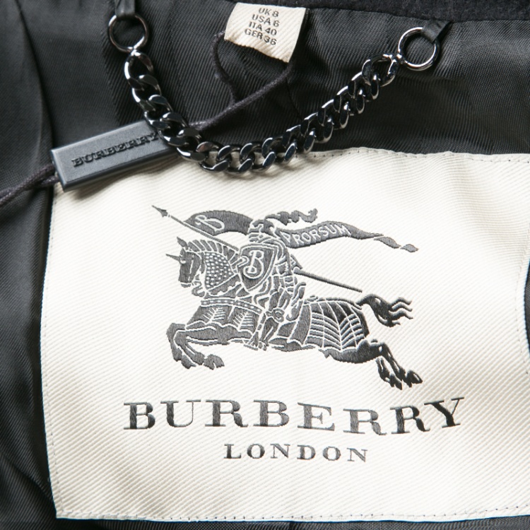 Pre Owned Burberry  London Black Wool and Cashmere Fur Collar Detail Double Breasted OverCoat S