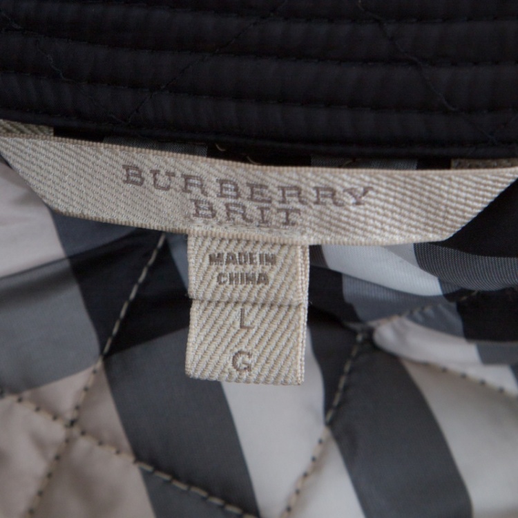 مملوكة مسبقًا Burberry Brit Matte Black Diamond Quilted Button Front Jacket L