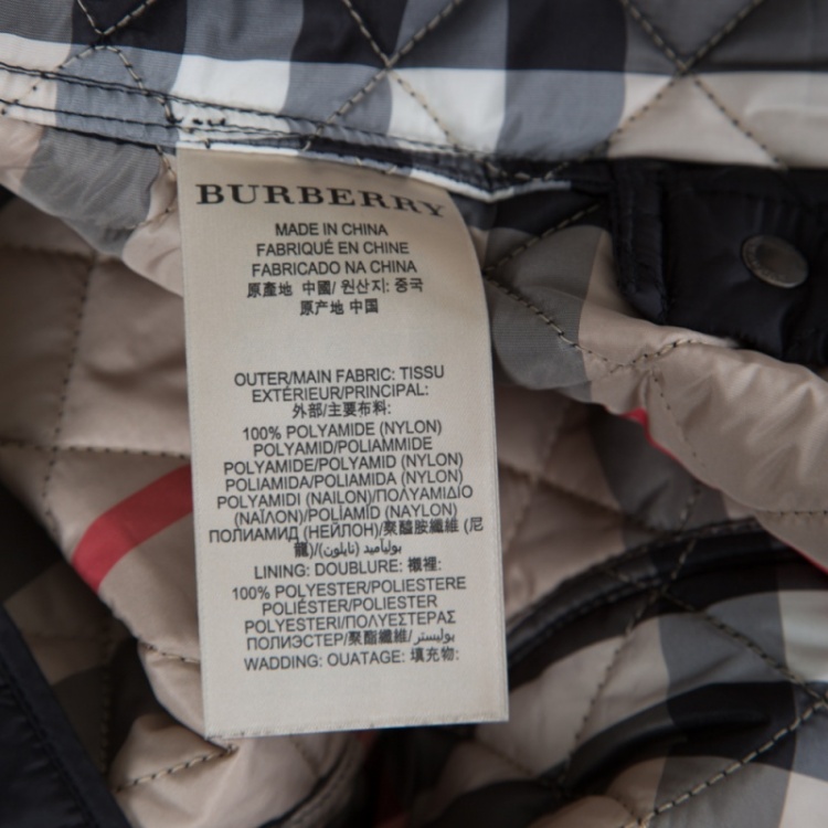 مملوكة مس�بقًا Burberry Brit Matte Black Diamond Quilted Button Front Jacket L