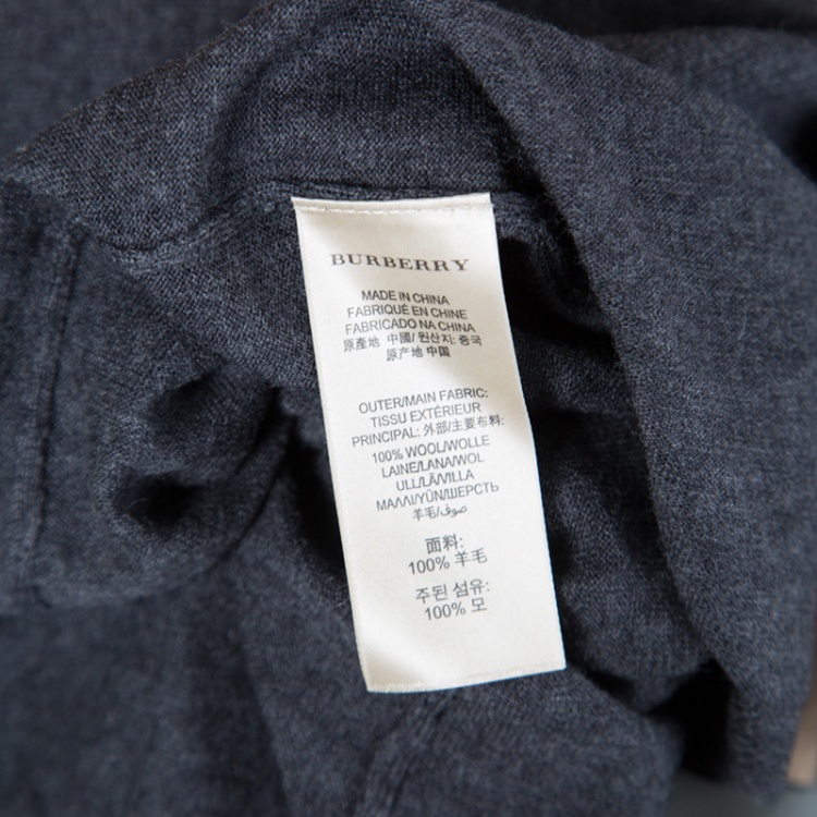 Pre Owned Burberry Brit Grey Wool Novacheck Trim Detail Cardigan S