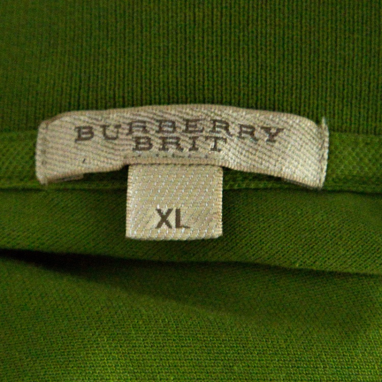 Pre Owned Burberry Brit Green Honeycomb Knit Short Sleeve Polo T-Shirt XL