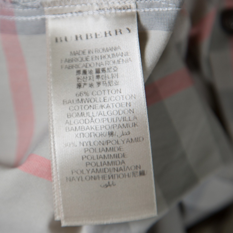 Pre Owned Burberry Brit Beige Novacheck Ruffle Detail Belted Dress XS