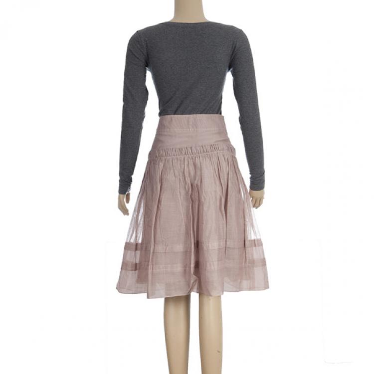 Pre Owned Burberry Cotton Silk Skirt S