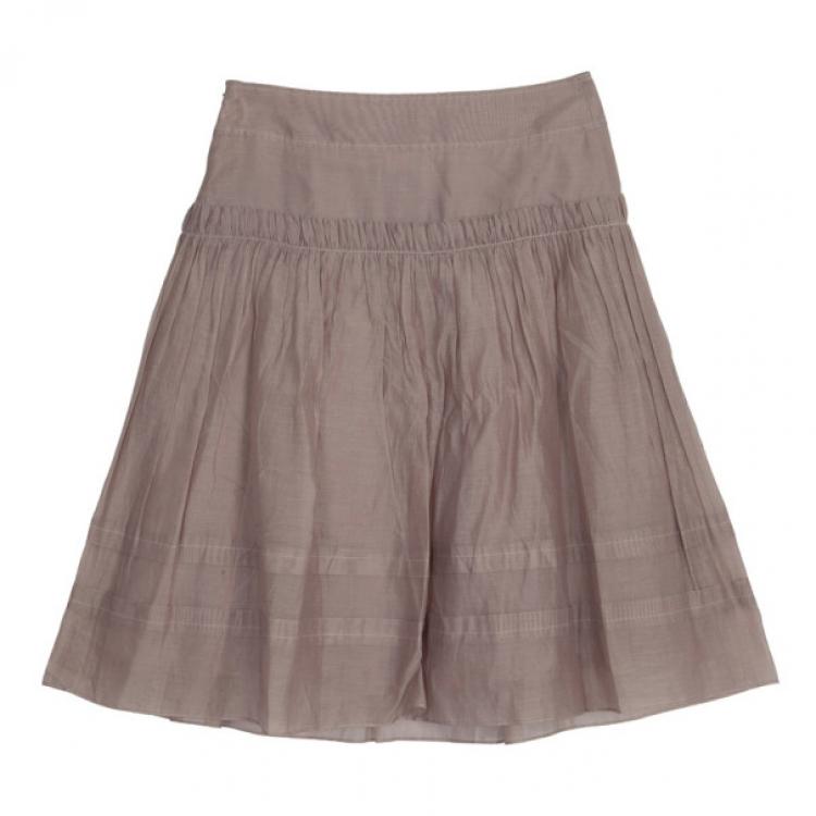 Pre Owned Burberry Cotton Silk Skirt S