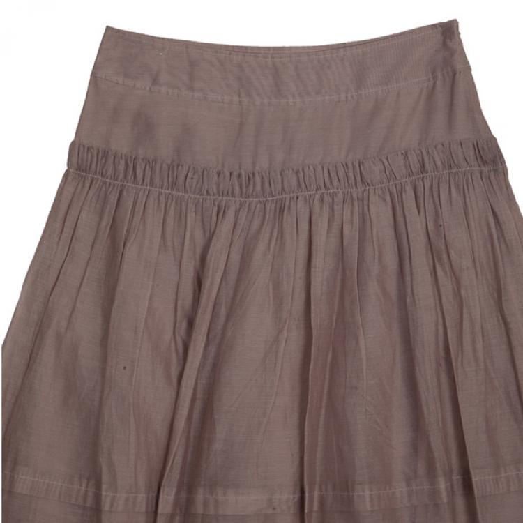 Pre Owned Burberry Cotton Silk Skirt S