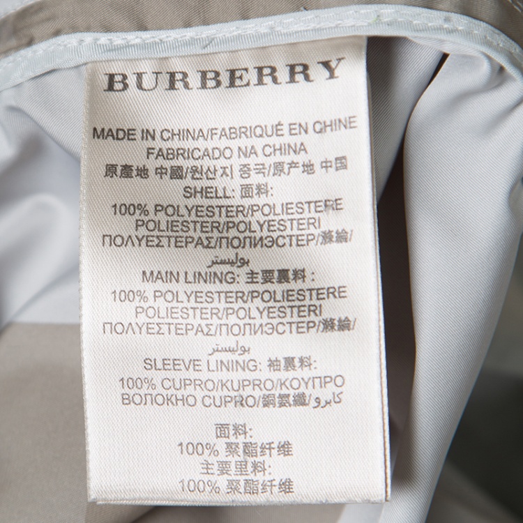 Pre Owned Burberry Grey Checked Short Belted Double Breasted Trench Coat M