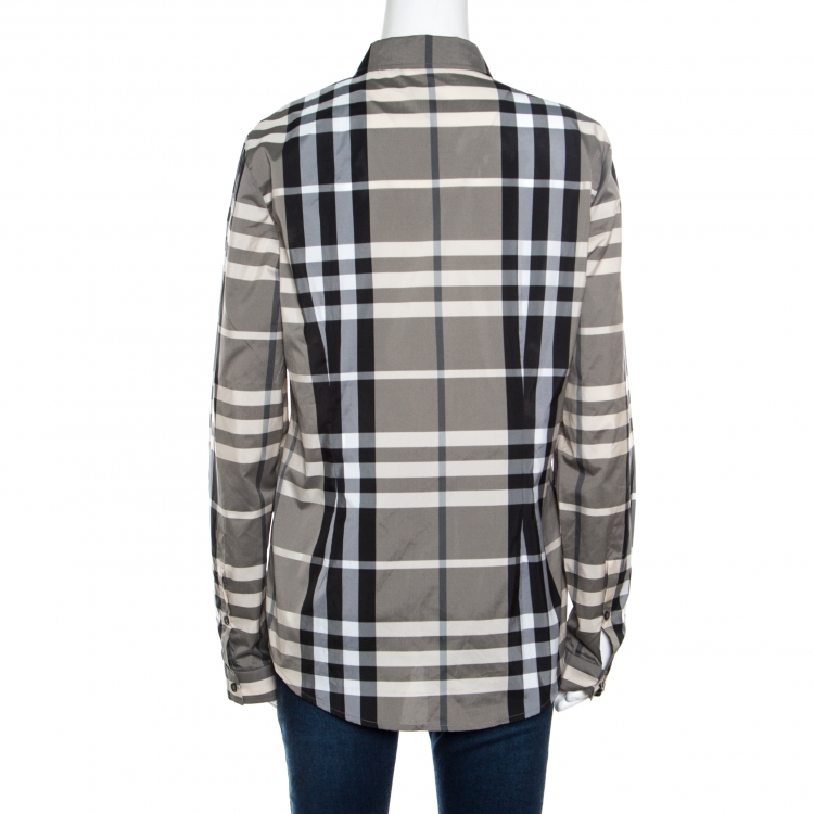 مملوكة مسبقًا Burberry London Checked Long Sleeve Button Front Shirt L